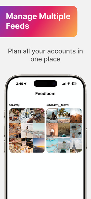 Two separate Instagram feeds managed in Feedloom
